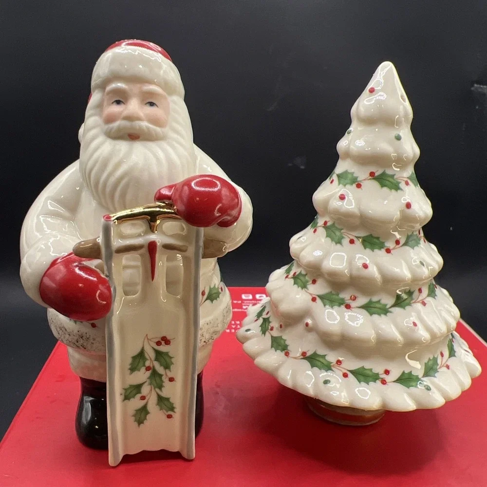 Lenox American By Design  HOLIDAY  Santa & Tree Salt and Pepper Shakers - NIB